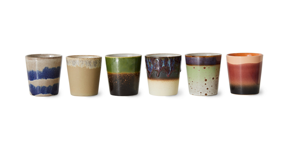 70’s Coffee Mugs Grounding Set Of 6