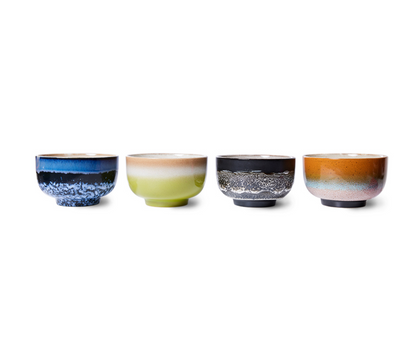 70’s Ceramic Noodle Bowls Groovy-  Set of 4