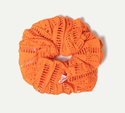 Oversized Broidery Scrunchie - Orange