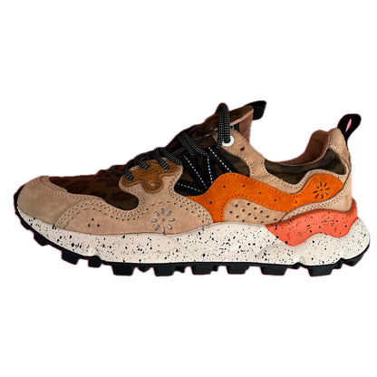 Yamano Uni 3 -Suede and technical fabric sneakers - Leopard Brown-Beige