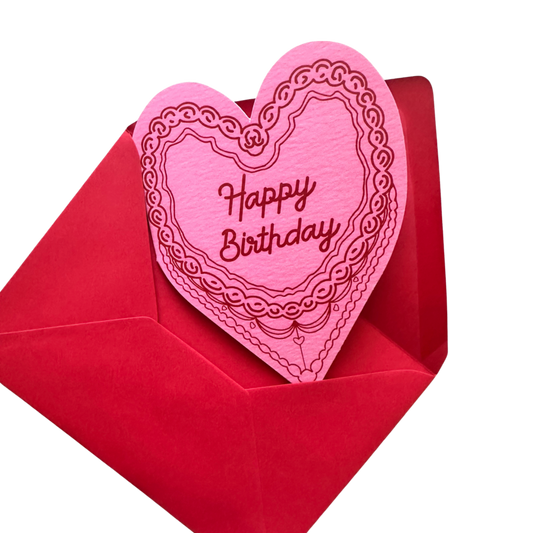 Happy Birthday cake heart card
