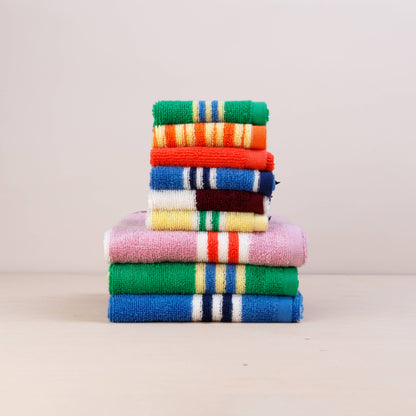 Terry Towelling Hand Towel: Green Stripe