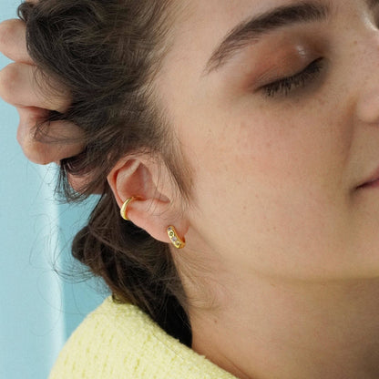 Pastel Stone Petite Hoop Earrings: Gold
