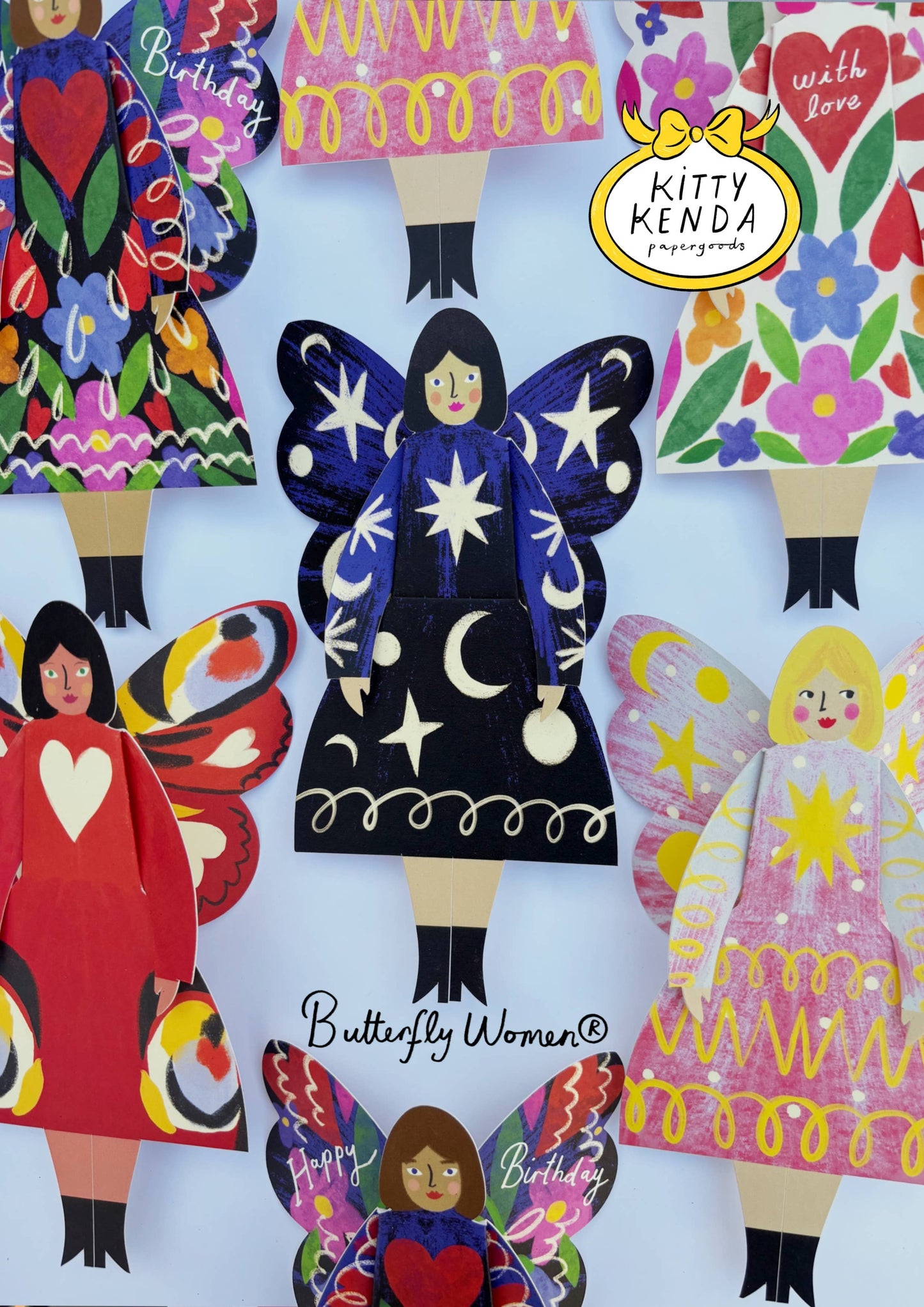 Butterfly Woman Sitting Greeting Card - Cosmic 