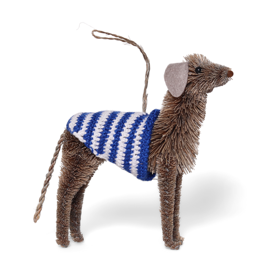 Bristle Grey Hound Decoration, 13cm