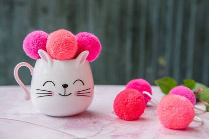 Pom Pom Hair Ties Neon Pink