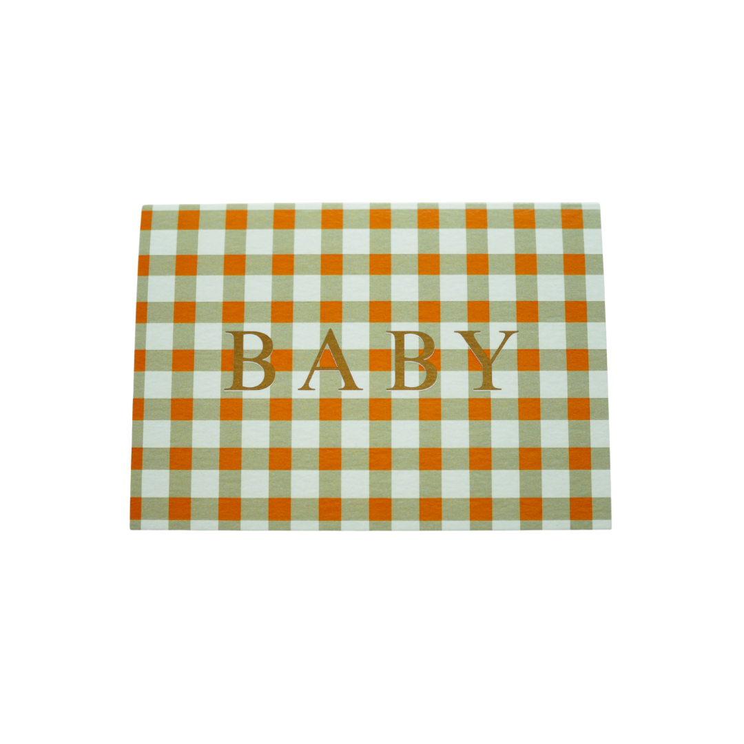 Baby gingham newborn  card