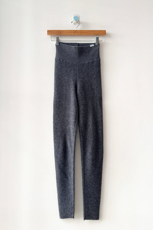 Cashmere Ribbed Leggings - Charcoal