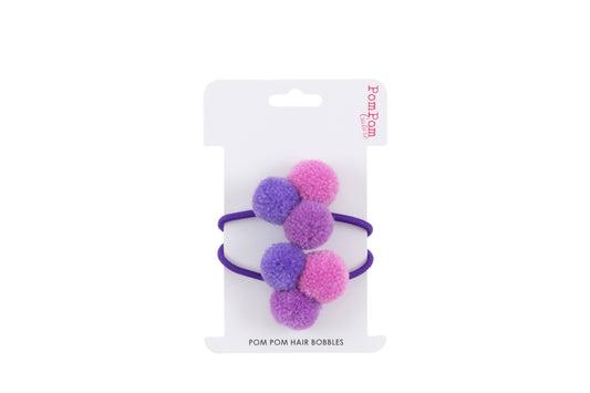Mini Pom Pom Hair Bobble Trio  - Lilac