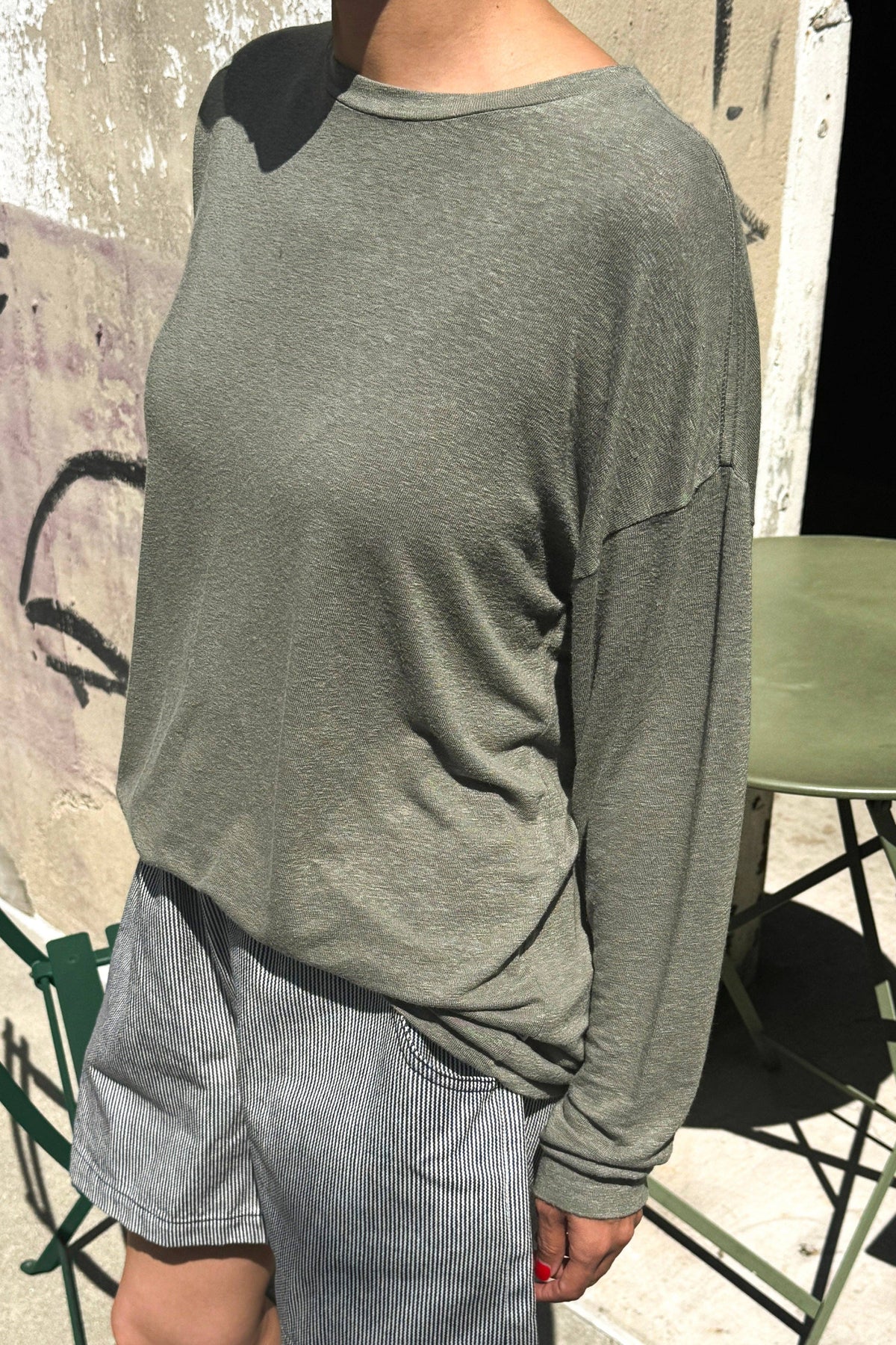 Haze Linen Blend Tee - Sage