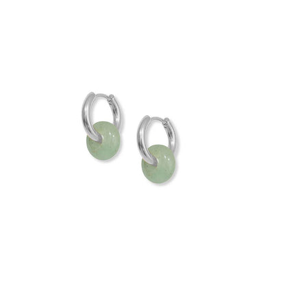 Mint Agate Hoops: Gold