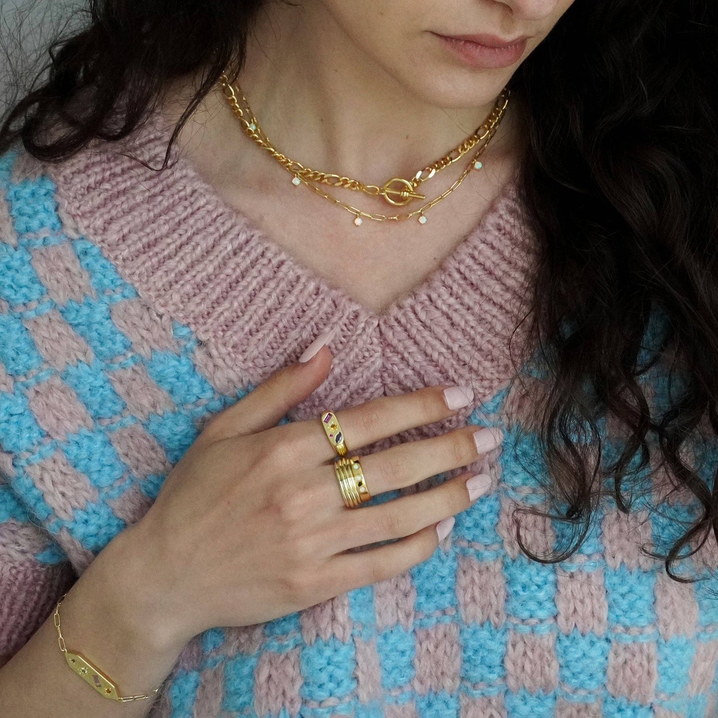 Kaleidoscope Gemstone Ring: Gold / Medium