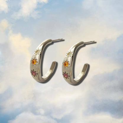 Kaleidoscope Disco Hoop Earrings: Gold