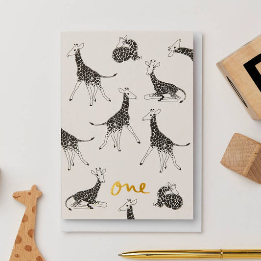 Giraffe First Birthday Card: SINGLES NAKED