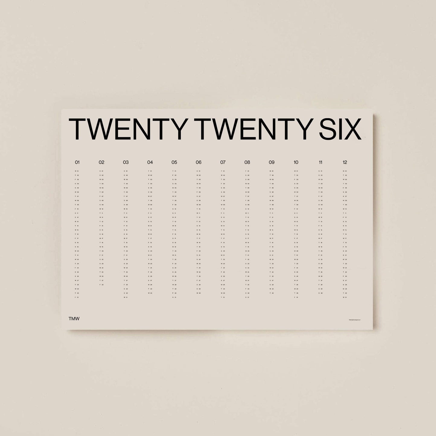 Minimalist 2026 Wall Planner - With tube
