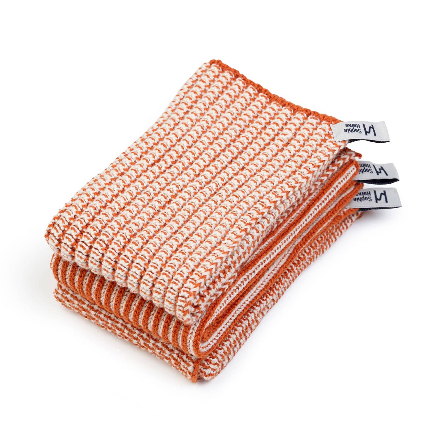 Reusable & Eco-Friendly Cotton Dishcloths: Textured Orange