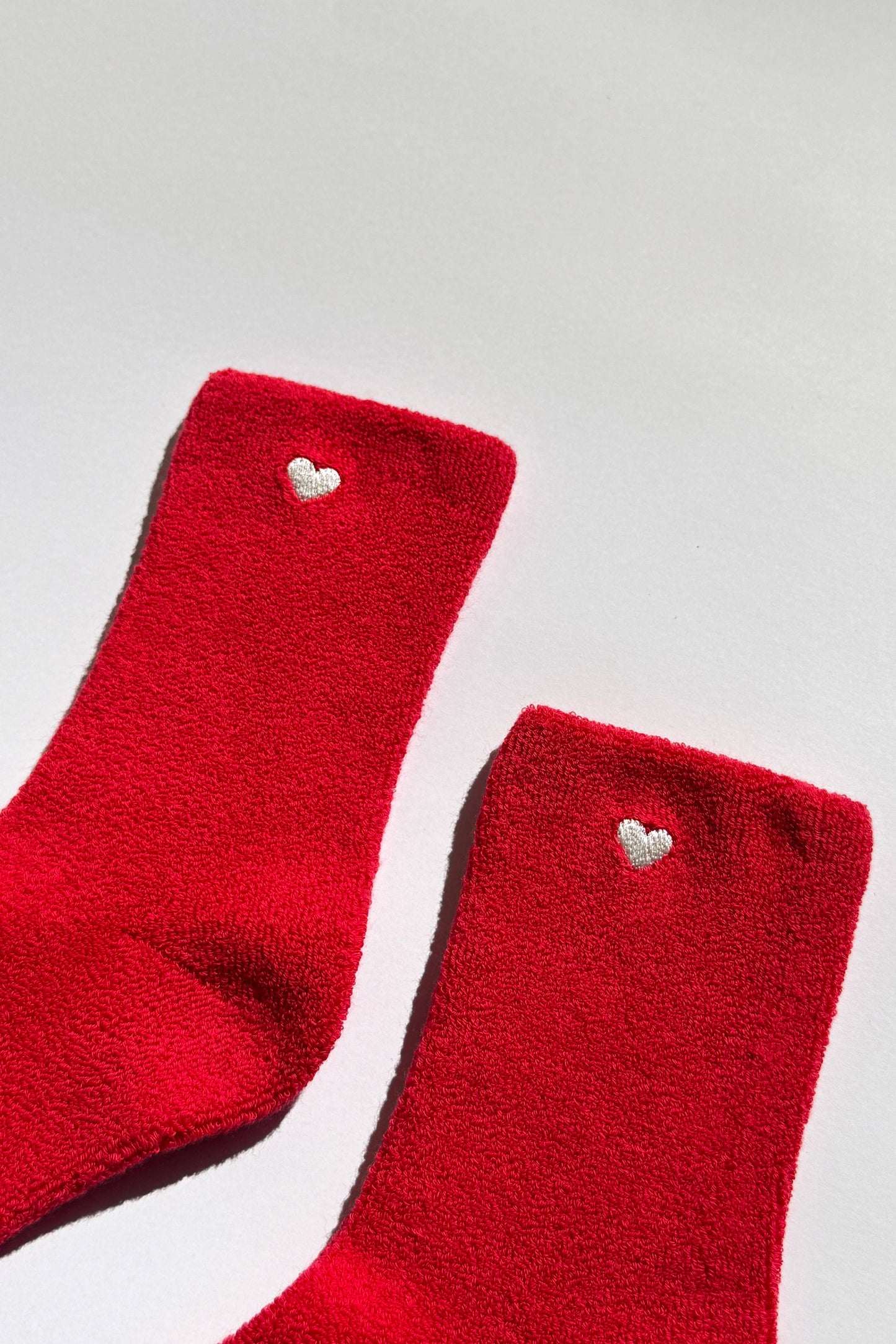 Embroidered Cloud Socks - Red + Heart