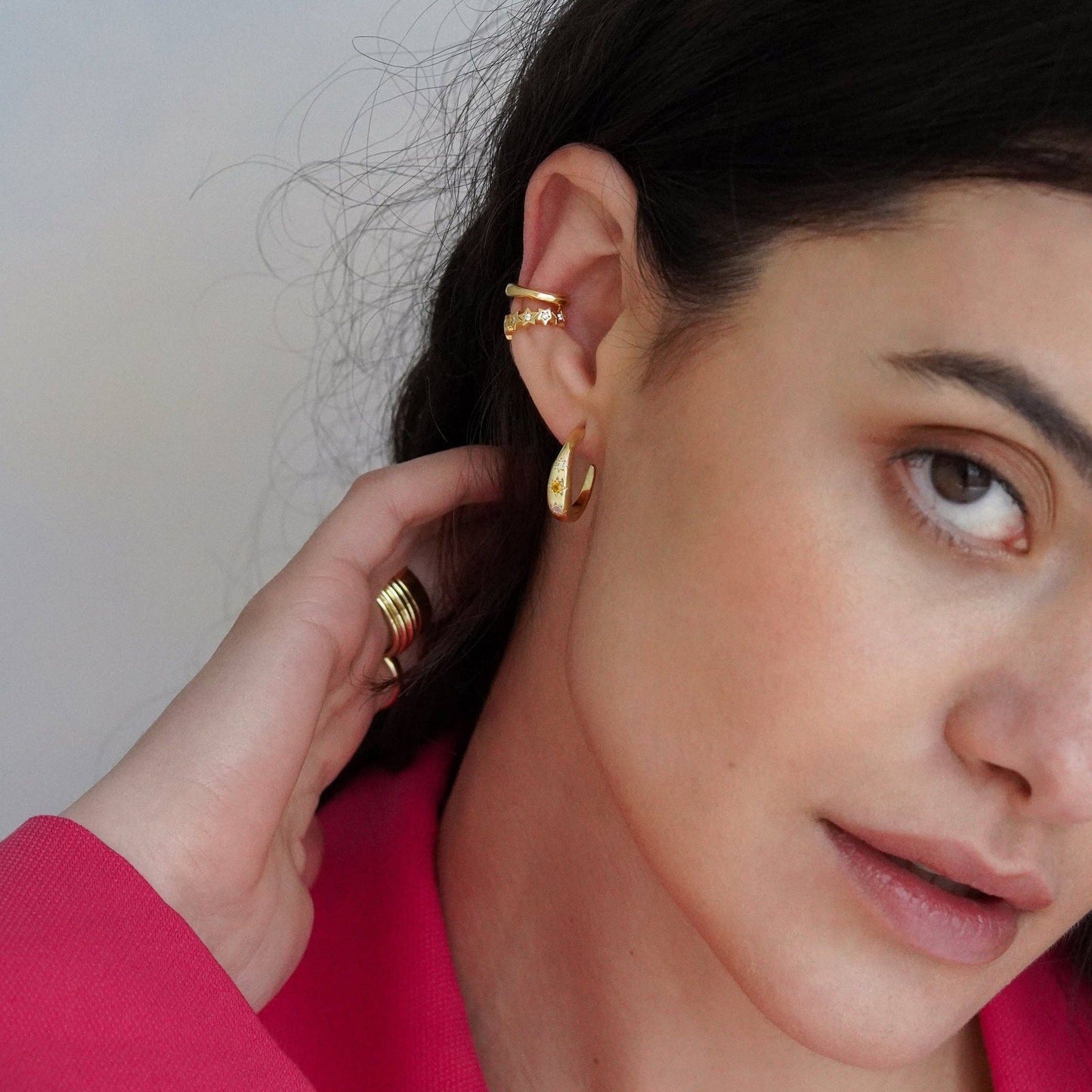 Kaleidoscope Disco Hoop Earrings: Gold