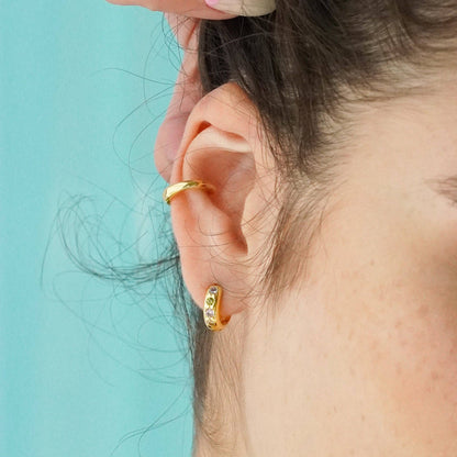 Pastel Stone Petite Hoop Earrings: Gold