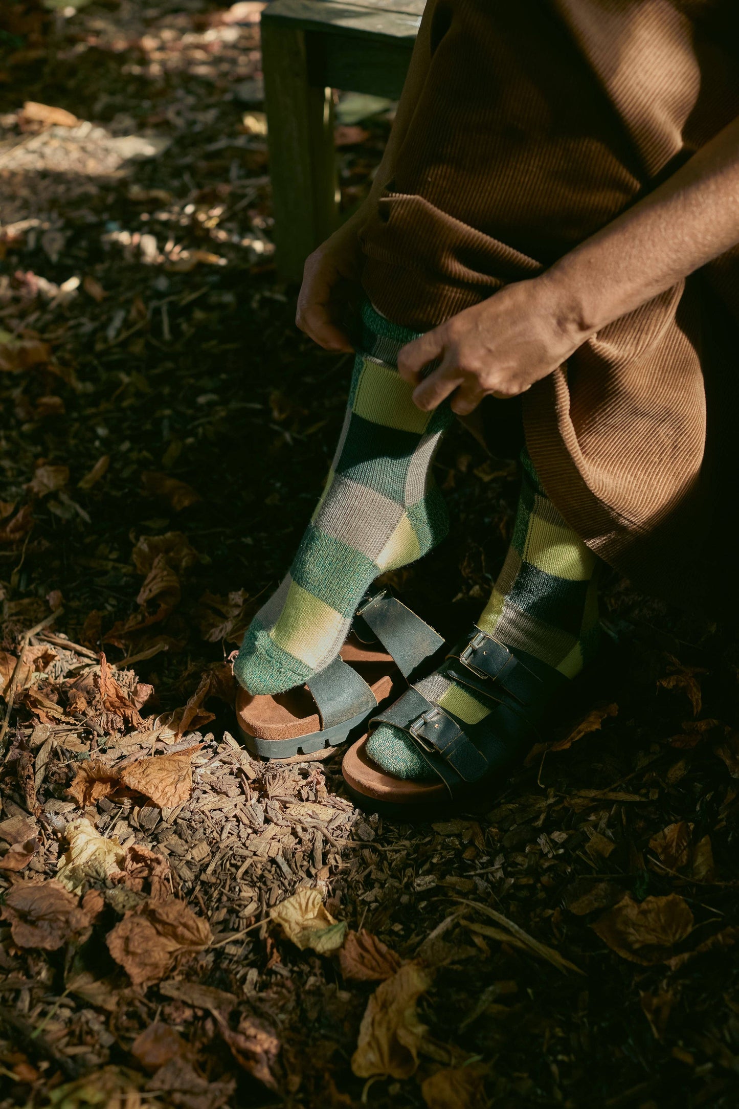 Fine Merino Wool Socks | Citrus Green Patchwork