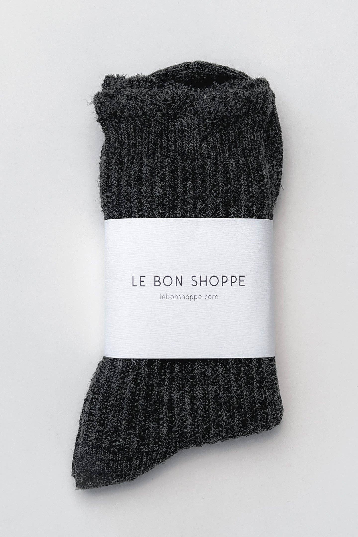 Linen Scallop Socks - Charcoal
