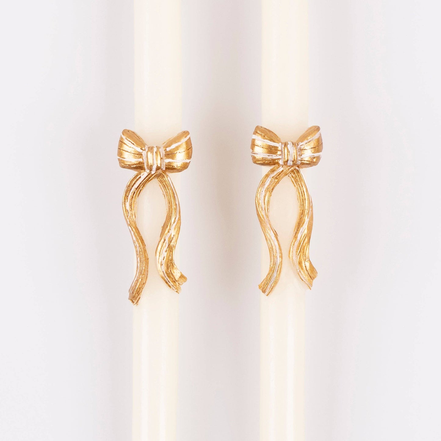 Gold Stripy Bow Table Candles