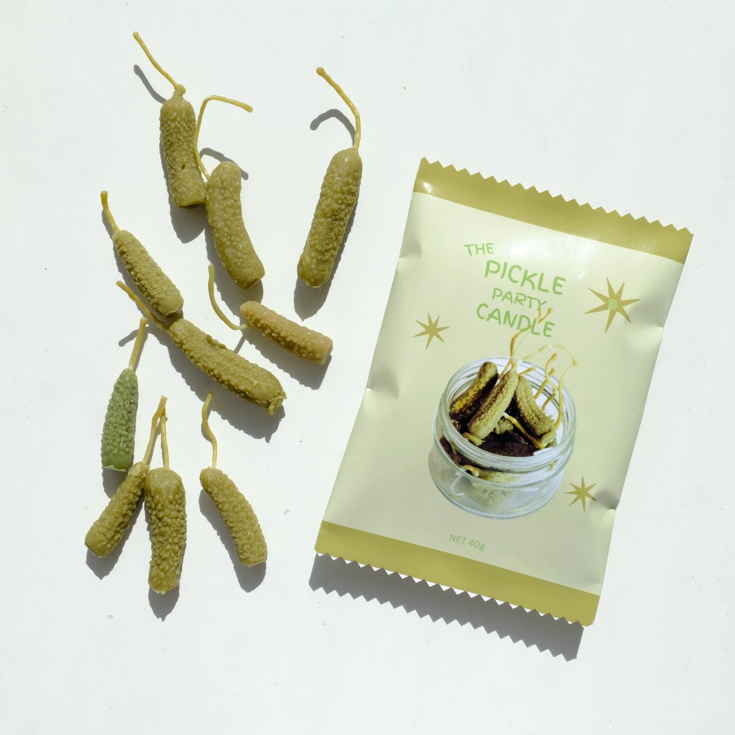 Pickle Beeswax Birthday Candles set f 10