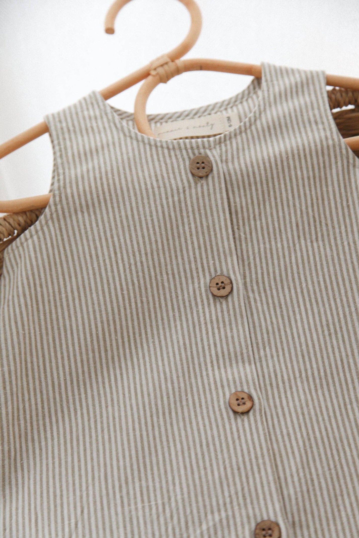 Green/Stripe Cotton Button Front Playsuit: 12-18m