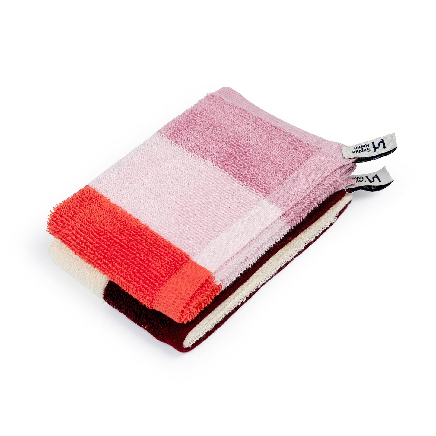 Terry Towelling Flannel 2 Pack: Pink Stripe