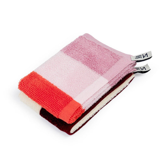 Terry Towelling Flannel 2 Pack: Pink Stripe