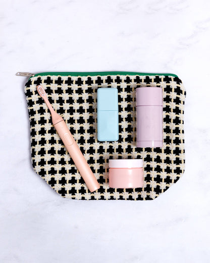 Recycled Cotton Wash Bag: Navy & Yellow