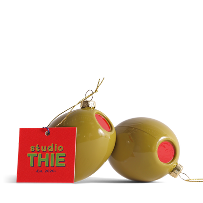 Olive Glass Decoration, 7cm