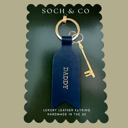 DADDY  leather keyring: Green / Heat embossed / DAD