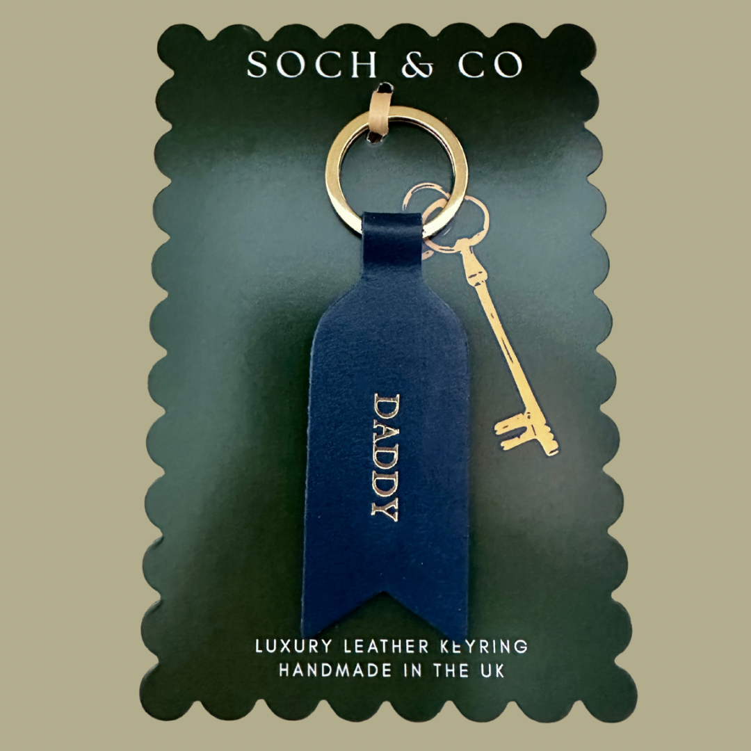 DADDY  leather keyring: Brown / Heat embossed / DAD