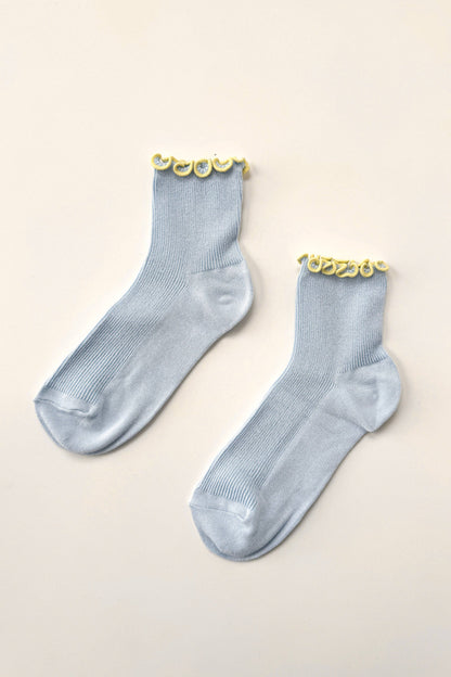 The Petite Ruffled Modal Socks - Baby Blue