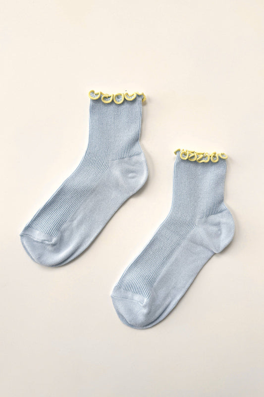 The Petite Ruffled Modal Socks - Baby Blue