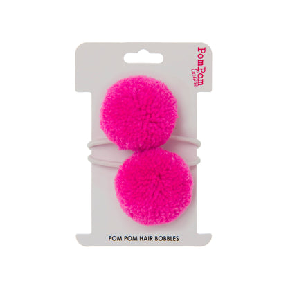 Pom Pom Hair Ties Neon Pink