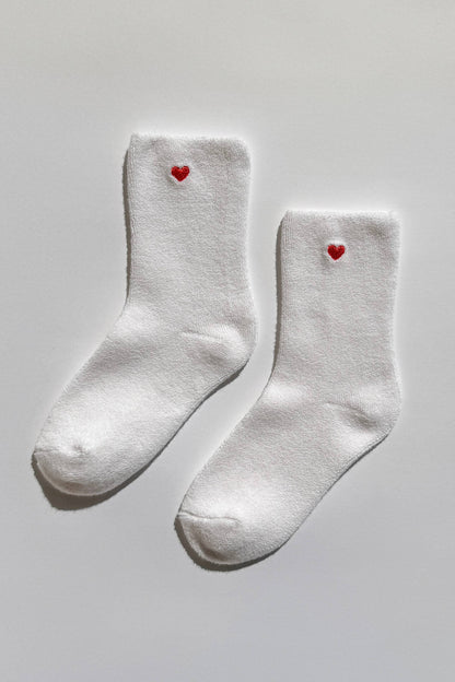 Embroidered Cloud Socks : White + Heart