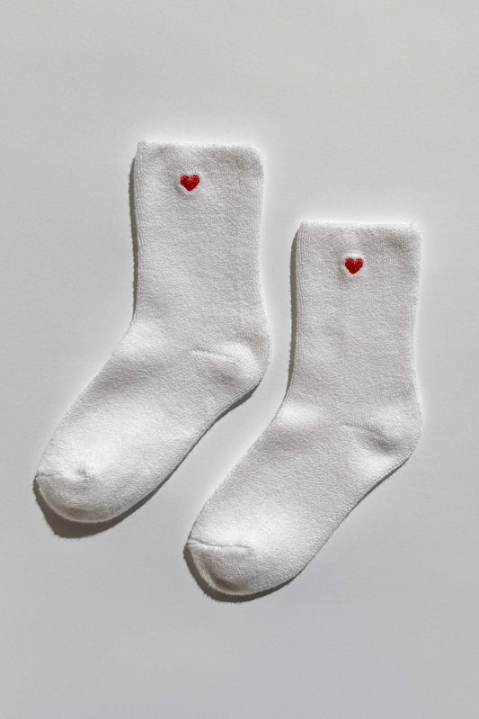 Embroidered Cloud Socks : White + Heart