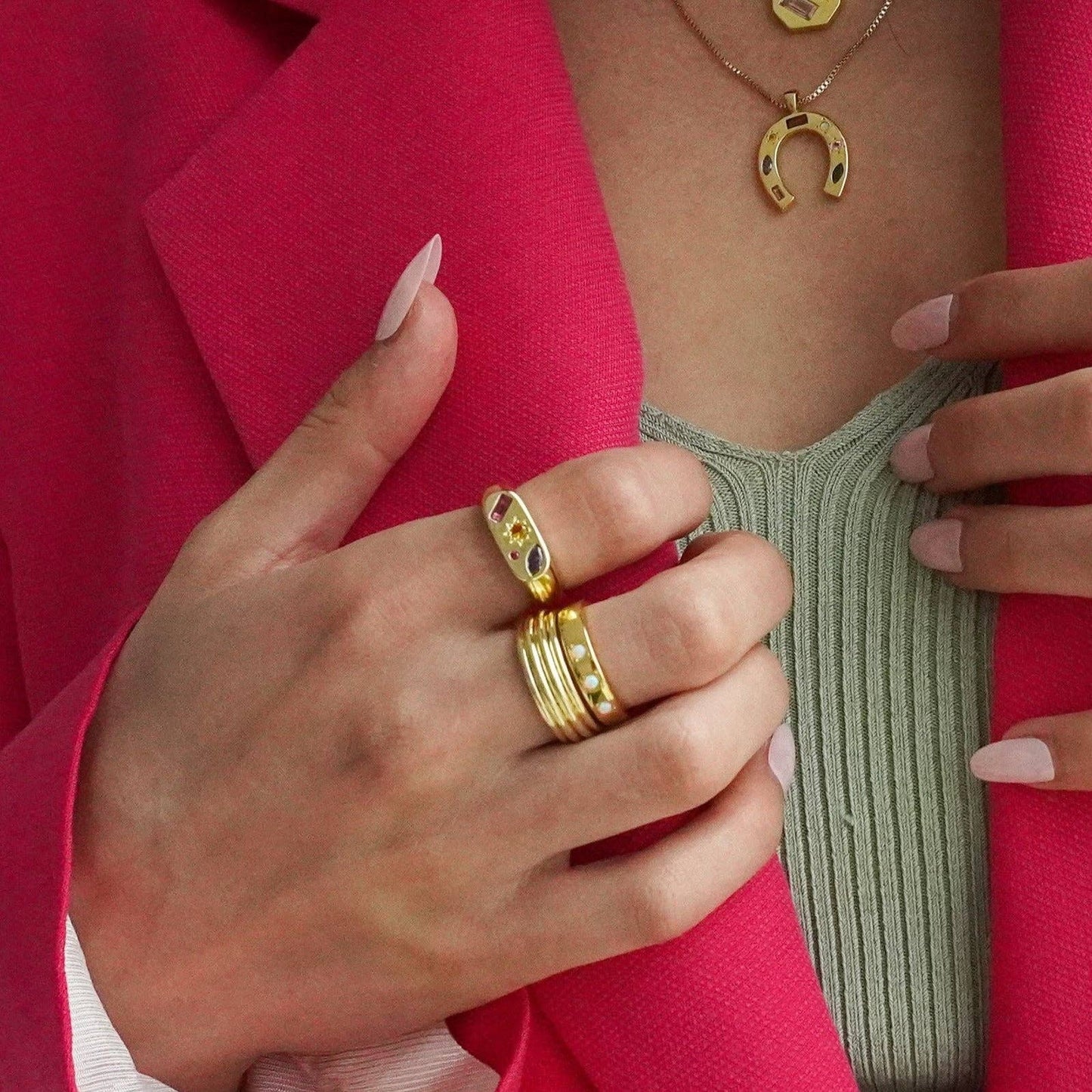 Kaleidoscope Gemstone Ring: Gold / Medium