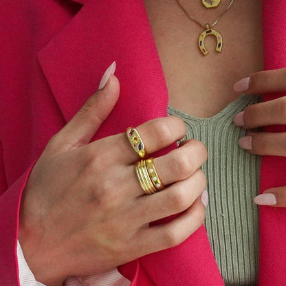 Kaleidoscope Gemstone Ring: Gold / Medium