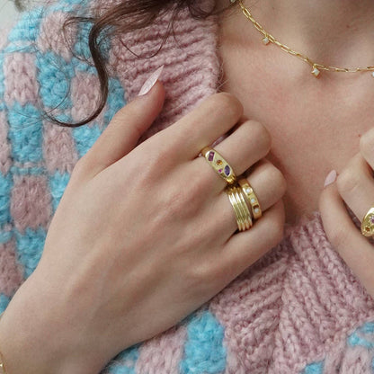 Kaleidoscope Gemstone Ring: Gold / Medium