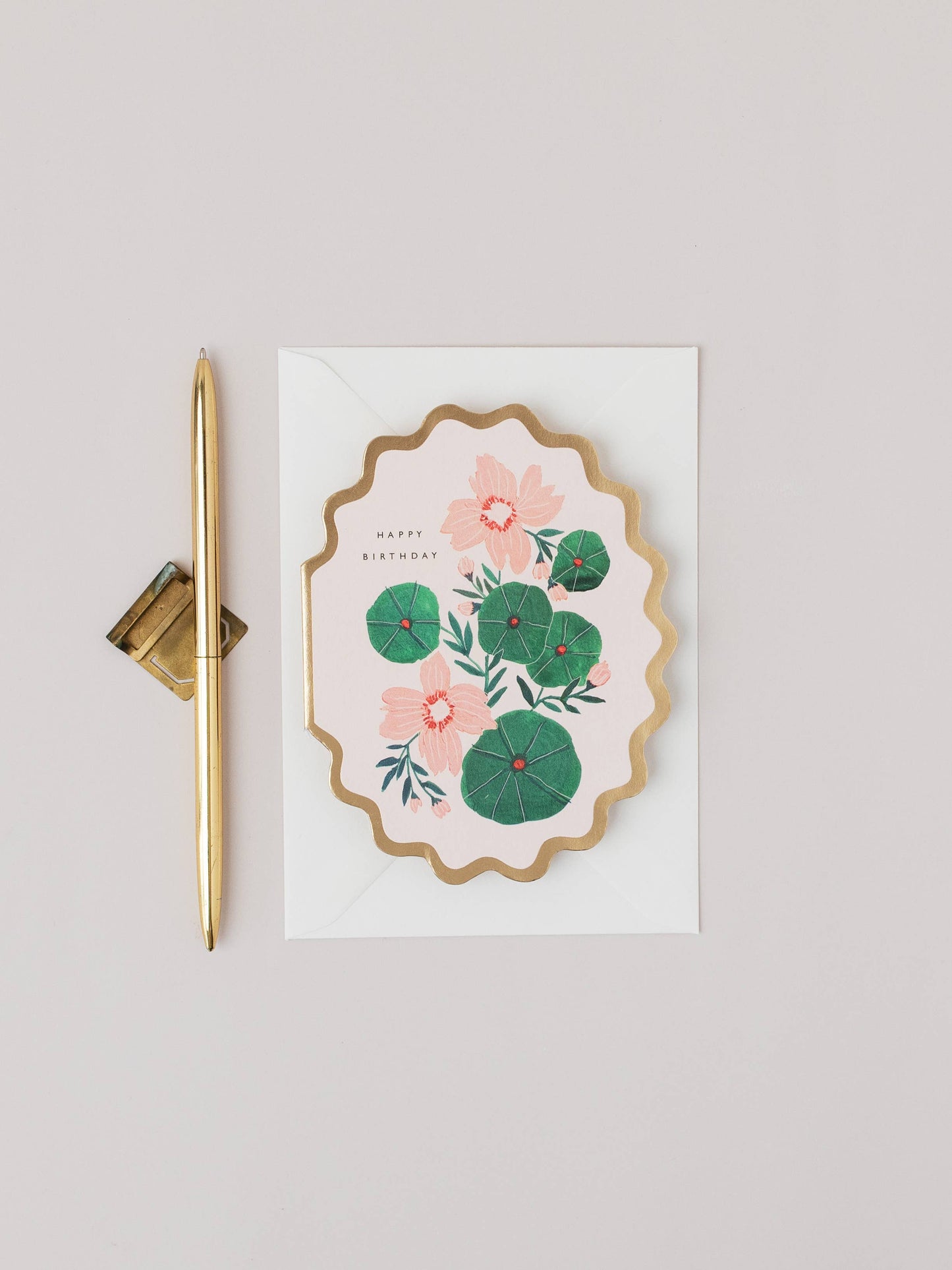 HAPPY BIRTHDAY BOTANICAL SCALLOP DIE CUT CARD