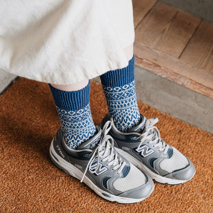 NK0101 Wool Jacquard Socks: Oatmeal / M (USM7-9/USW8-10/EUR40-43)
