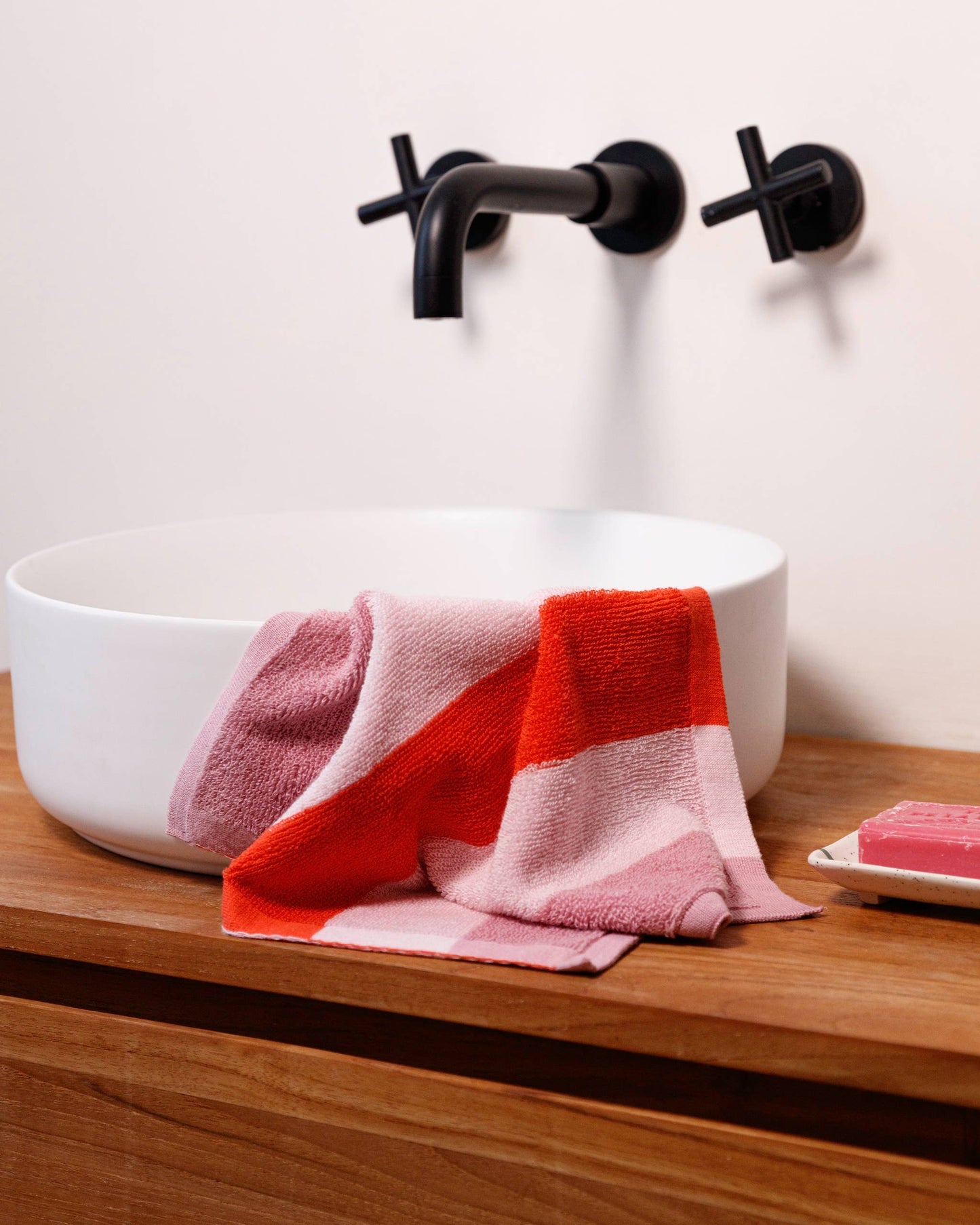 Terry Towelling Flannel 2 Pack: Pink Stripe