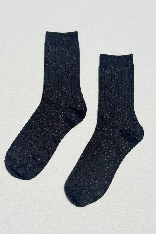 Her Socks - Modal Lurex: Copper Black