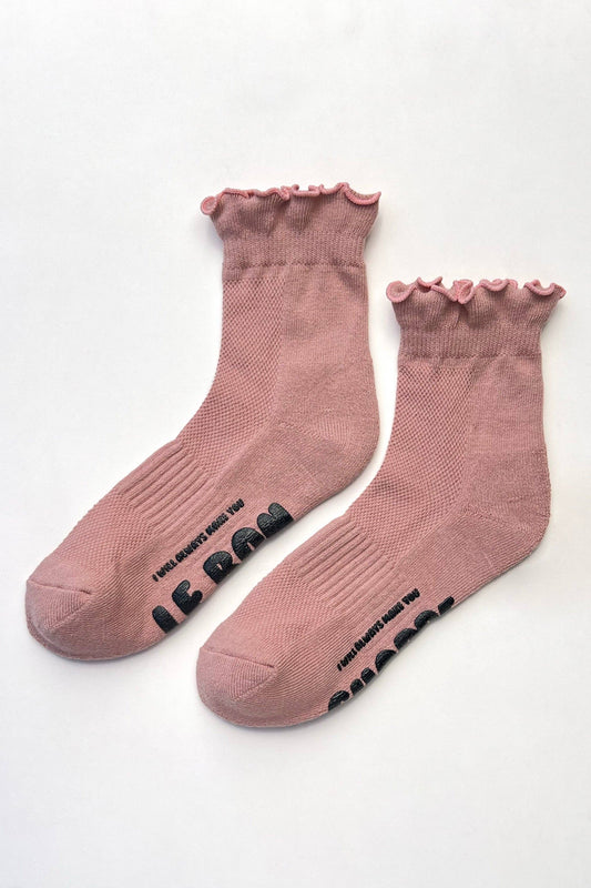 Ruffled Hugger Crew Socks - Vintage Pink