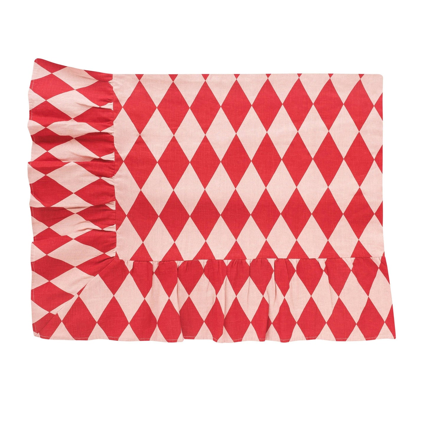 Harlequin frill tablecloth, red/pink