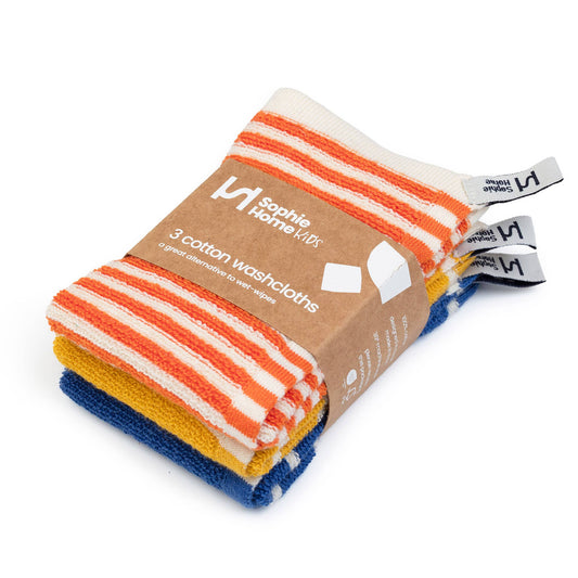 Resusable & Eco-Friendly Washcloths: Striped Orange