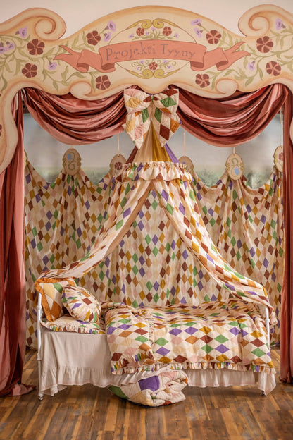 Harlequin cord patchwork bow